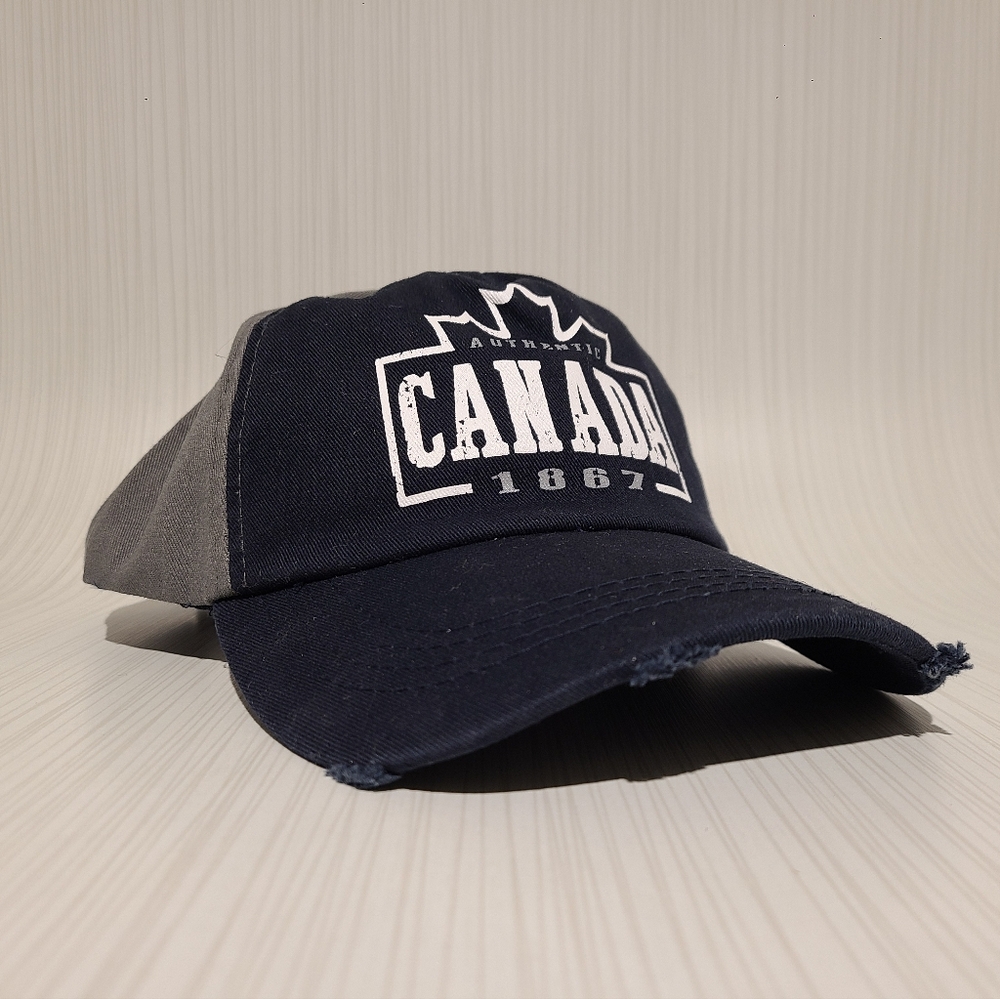 Canada Authentic 1867 Distressed Style Baseball Cap with Velcro Strap New